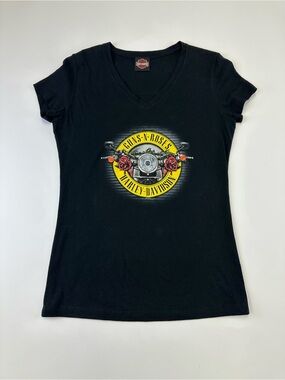 Harley Davidson Guns N Roses Tee Black Graphic T Shirt Medium